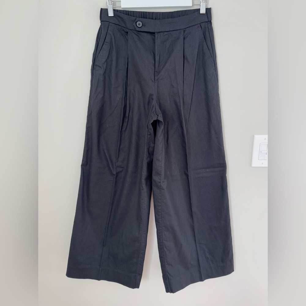 Banana Republic Linen-Blend Wide-Leg Pant Pleated - Black size 2 - Picture 6 of 16
